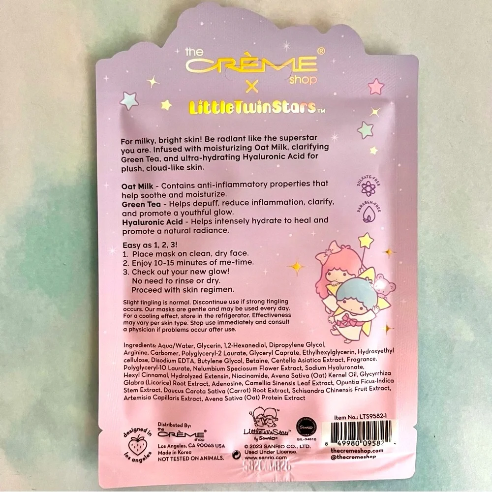 Crème Shop x Little Twin Stars Milky Star Sheet Mask NEW!